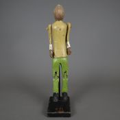 Gliederpuppe - Holz, geschnitzt, farbig gefasst, menschliche Figur mit abstraktem Gesicht und beweg