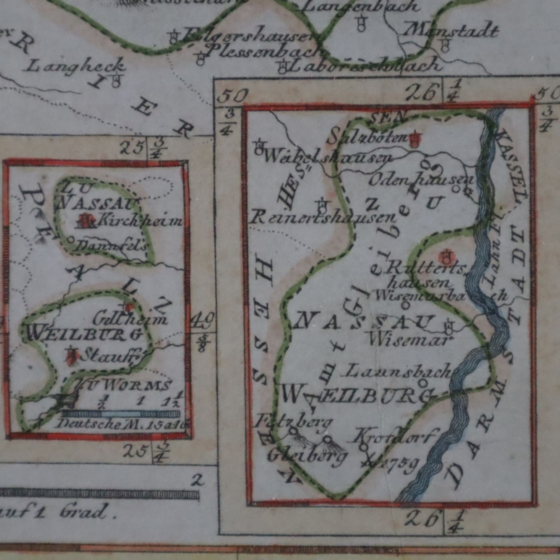 Landkarte - "Die Staaten des Fürsten zu Nassau Weilburg" und "Die Ländereien des Freyherrn von Ried - Bild 4 aus 6