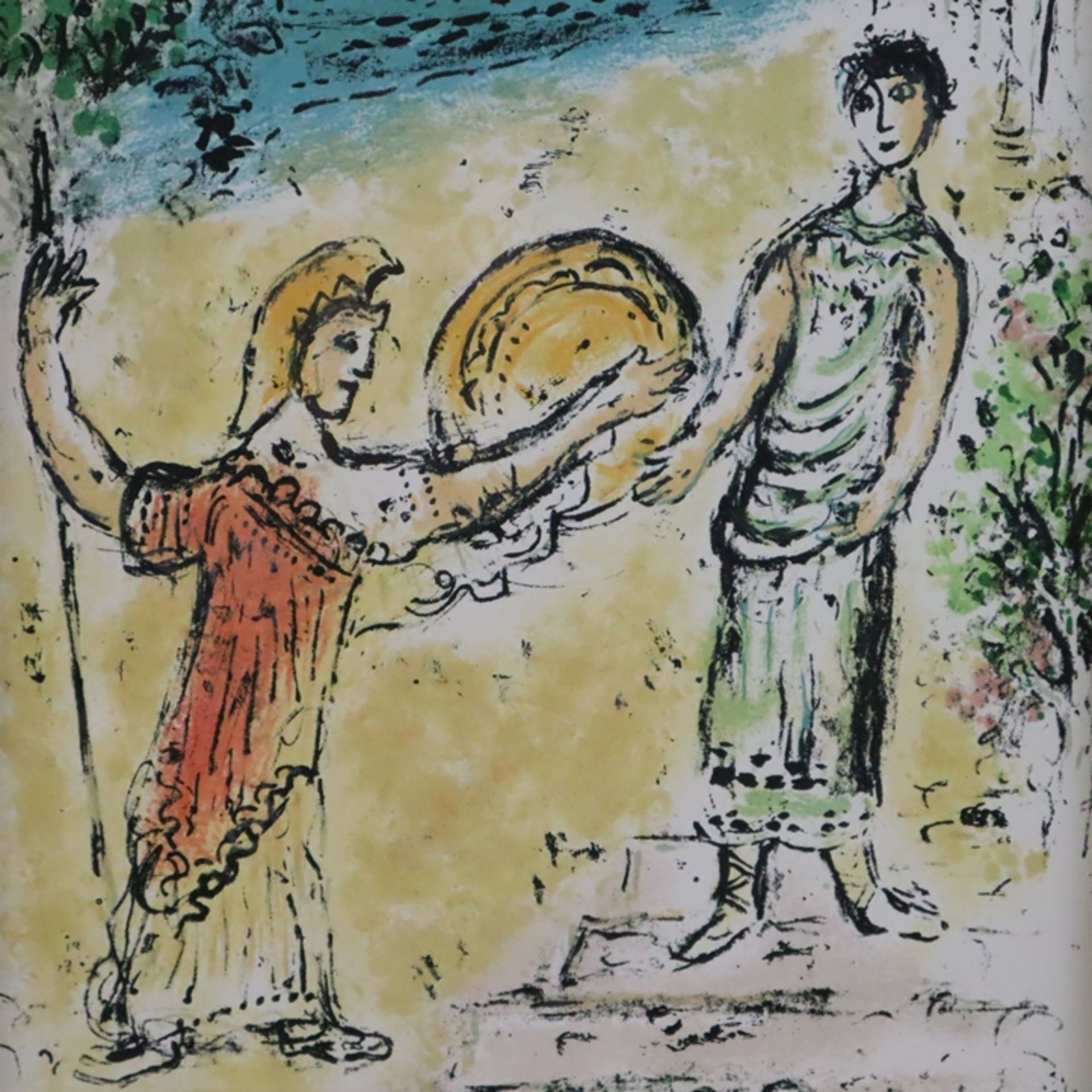 Chagall Marc ((1887-1985) - „Athéna et Télémaque“, Farblithografie aus Homère, L'Odyssée II, überau - Image 4 of 4
