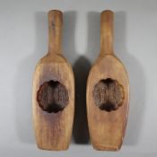 Zwei Reiskuchen Formen - China, wohl Guangdong-Provinz, Anfang 20. Jh., Holz, geschnitzt mit jeweil