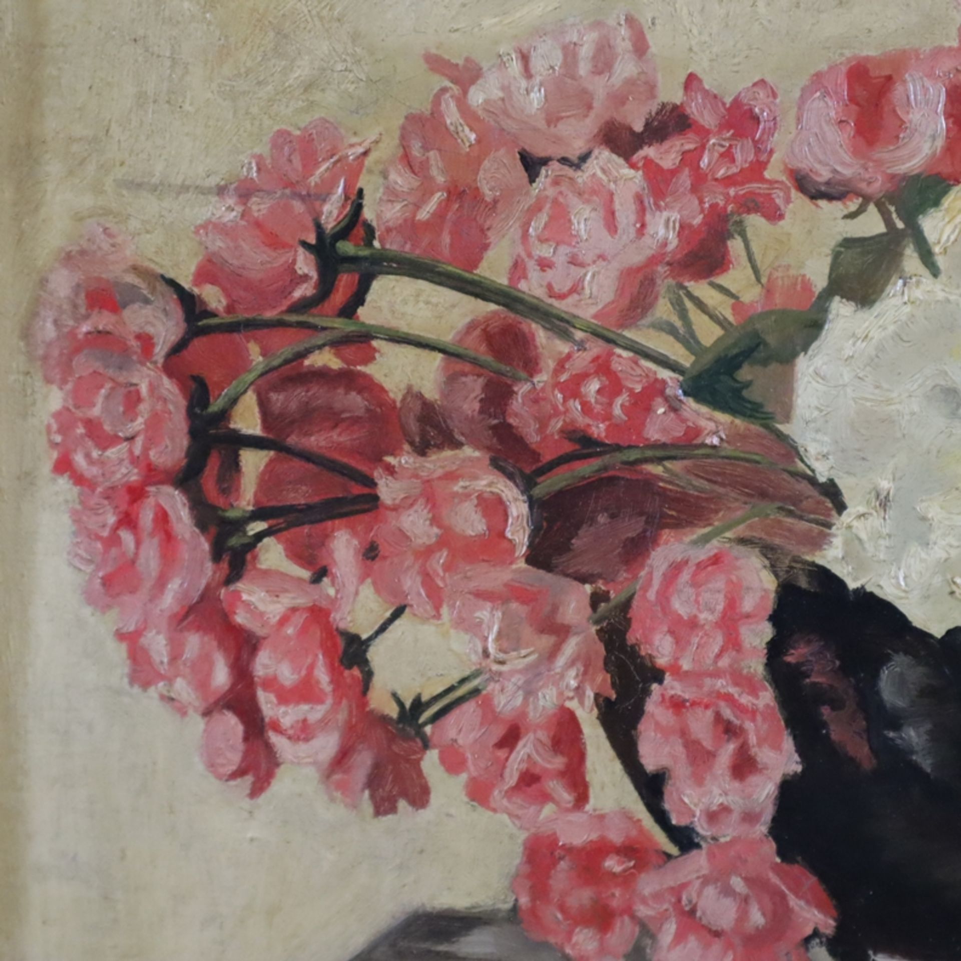 Unbekannte/r Künstler/in-nach 1900 - Stillleben mit Blüten in Vase und Keramikschale auf einer Anri - Image 4 of 10