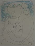 Picasso, Pablo (1881 Malaga - 1973 Mougins) - "Maternité", Farboffsetlithographie in Schwarz, Türki