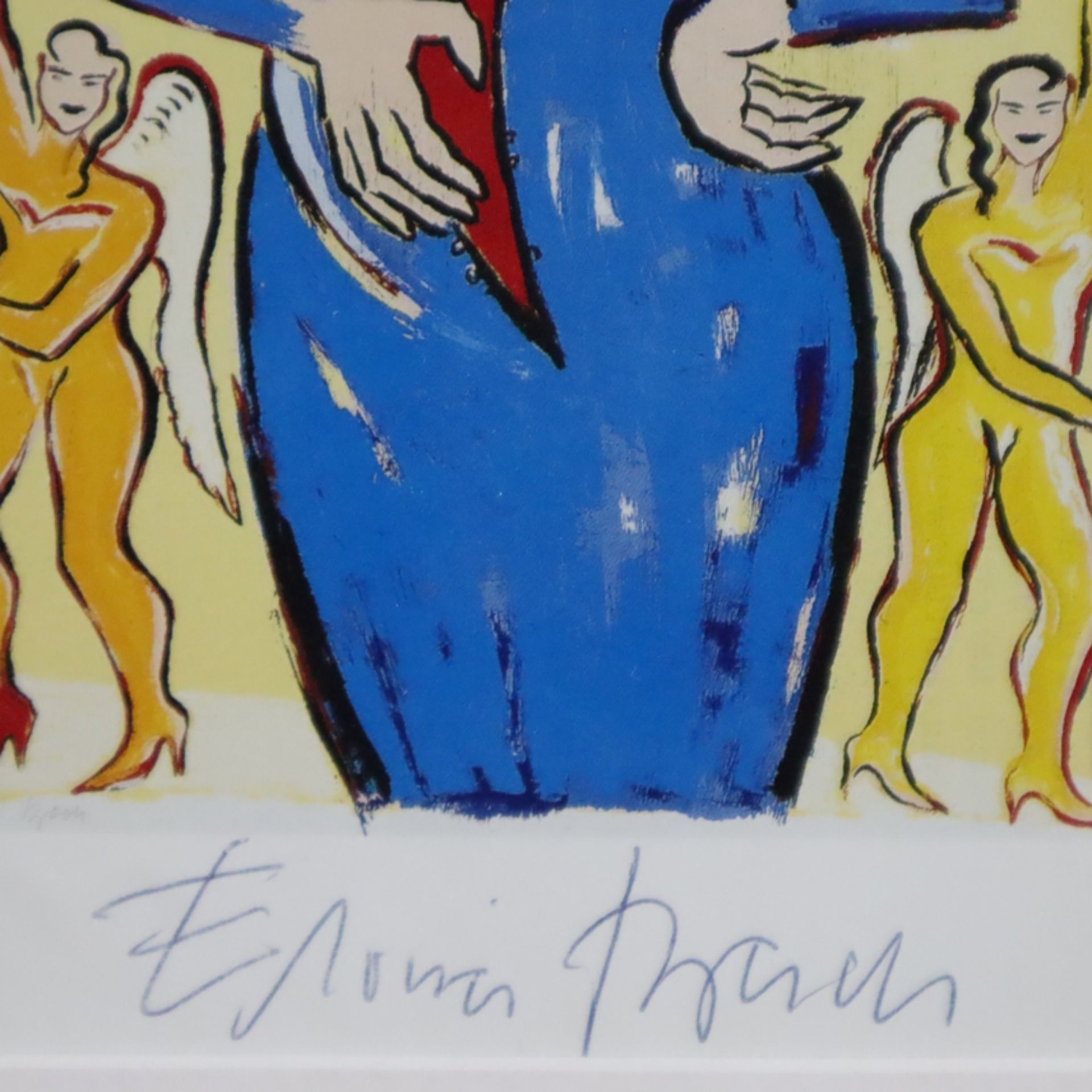 Bach, Elvira (*1951 Neuenhain) - "Für Maodo Sylvester Luis" (1993), handsignierte Kunstpostkarte, M - Bild 5 aus 5