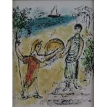 Chagall Marc ((1887-1985) - „Athéna et Télémaque“, Farblithografie aus Homère, L'Odyssée II, überau
