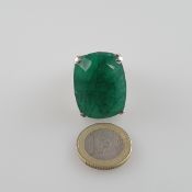 Smaragdring - Sterling Silber 925/000, Besatz mit 1 facettierten Smaragd von ca. 67 ct., Gewicht ca