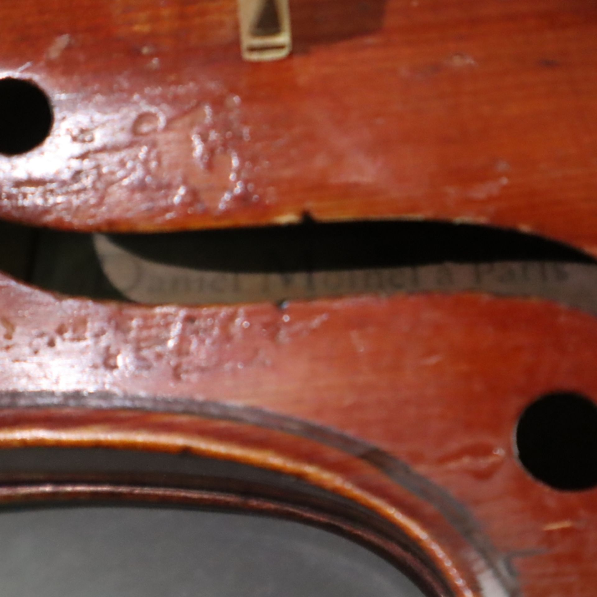Geige - Frankreich, auf dem Faksimile-Etikett bezeichnet "Daniel Moinel à Paris / 45 Rue de Roine,  - Bild 7 aus 8