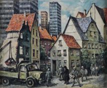 Raab, Wilhelm (1907 -Frankfurt /M. - 1989, zugeschr.) - Hausabriss in Frankfurt/M., Öl auf Hartfase