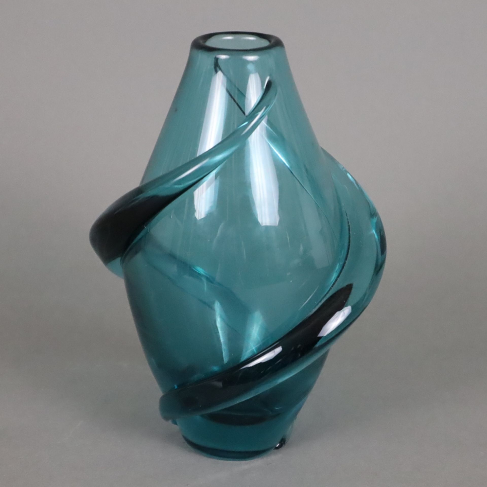 Zwei Vasen - Tschechien, Entwurf: Miroslav Klinger, wohl Zelezny Brod Sklo (ZBS), dickwandiges Glas - Bild 2 aus 7