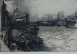 Kasimir, Luigi (1881-1962) - "Aus der Hafenanlage der Hamburg Amerika Linie" (1928), Farbradierung,