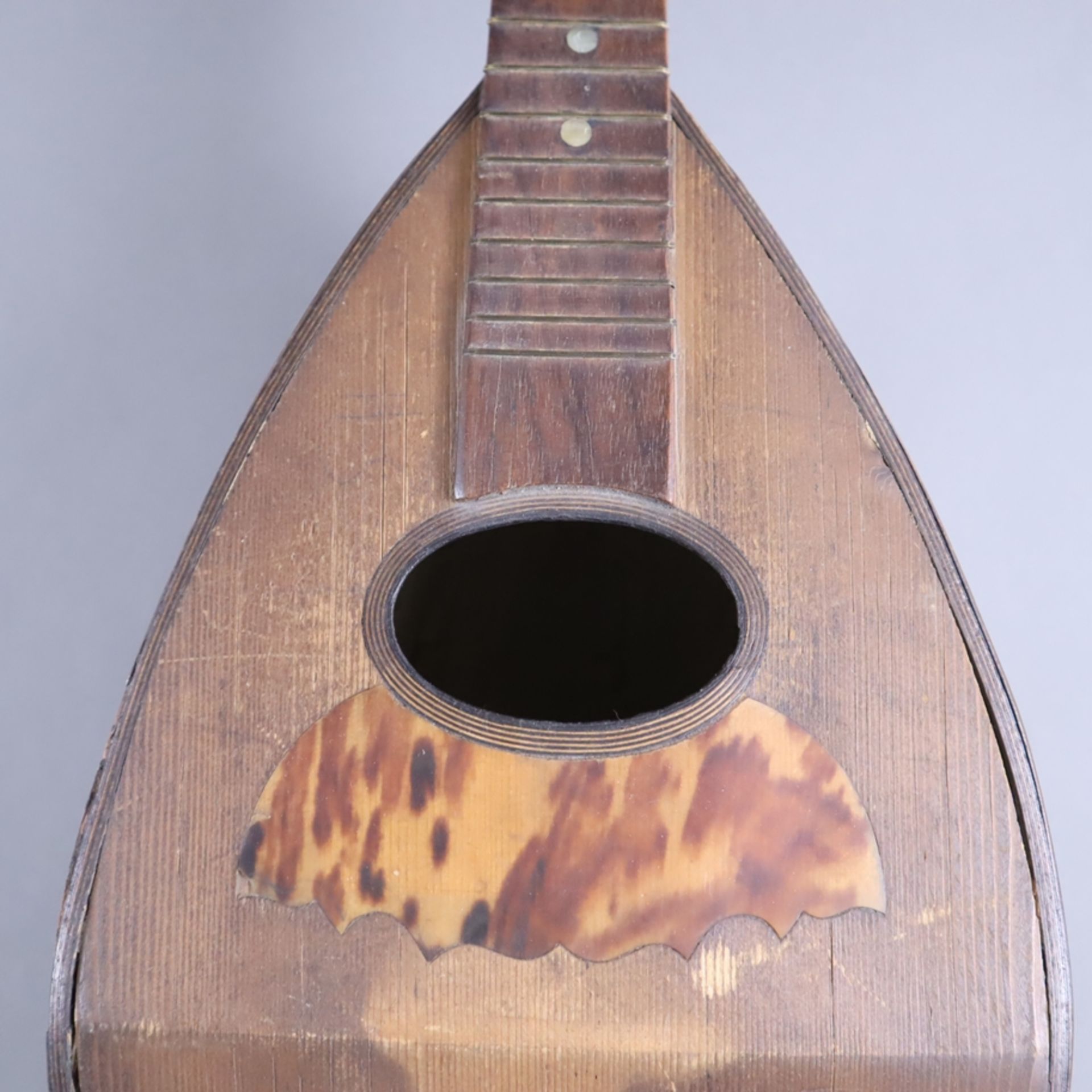 Drei Mandolinen - neapolitanische Form, 1x Italien, gestempelt "Grasso Toscano Santi, Schildpattein - Bild 4 aus 10