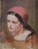 Ingenmey, Franz Maria (1830 Bonn - 1878 Düsseldorf) - Liebreizendes Mädchenporträt, Ölstudie auf Le