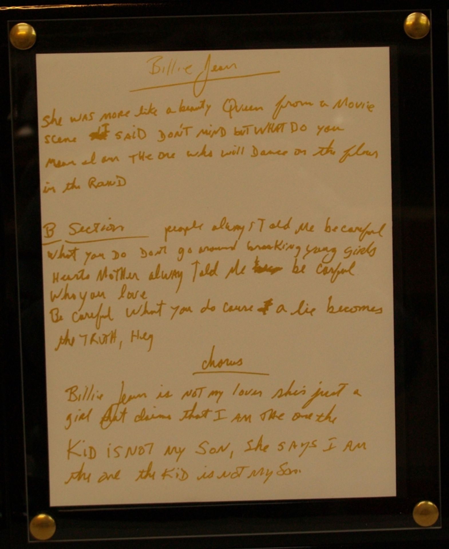 MICHAEL JACKSON "BILLY JEAN" GERMANY - limitierte Edition der originalen handgeschriebenen Texte vo - Image 6 of 6