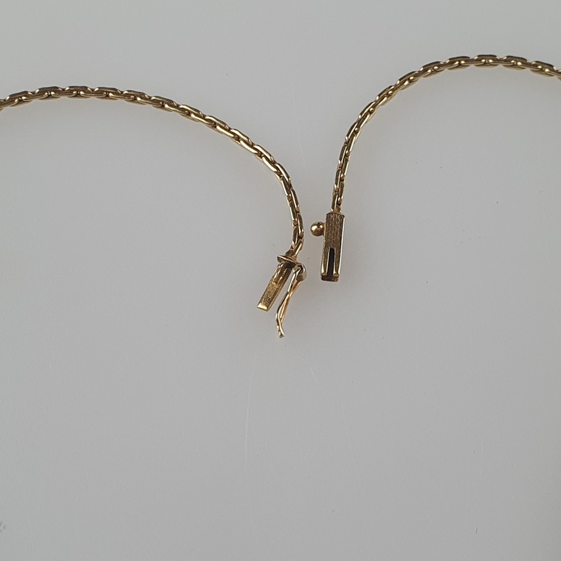 Gold-Schmuckset - Gelbgold 585/000, gestempelt, 3-tlg, bestehend aus filigranem Collier (L.ca.39,5c - Bild 7 aus 8