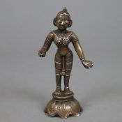 Hinduistische weibliche Gottheit - Indien, helle Bronze, Silber- und Kupfereinlagen, in leichtem ab