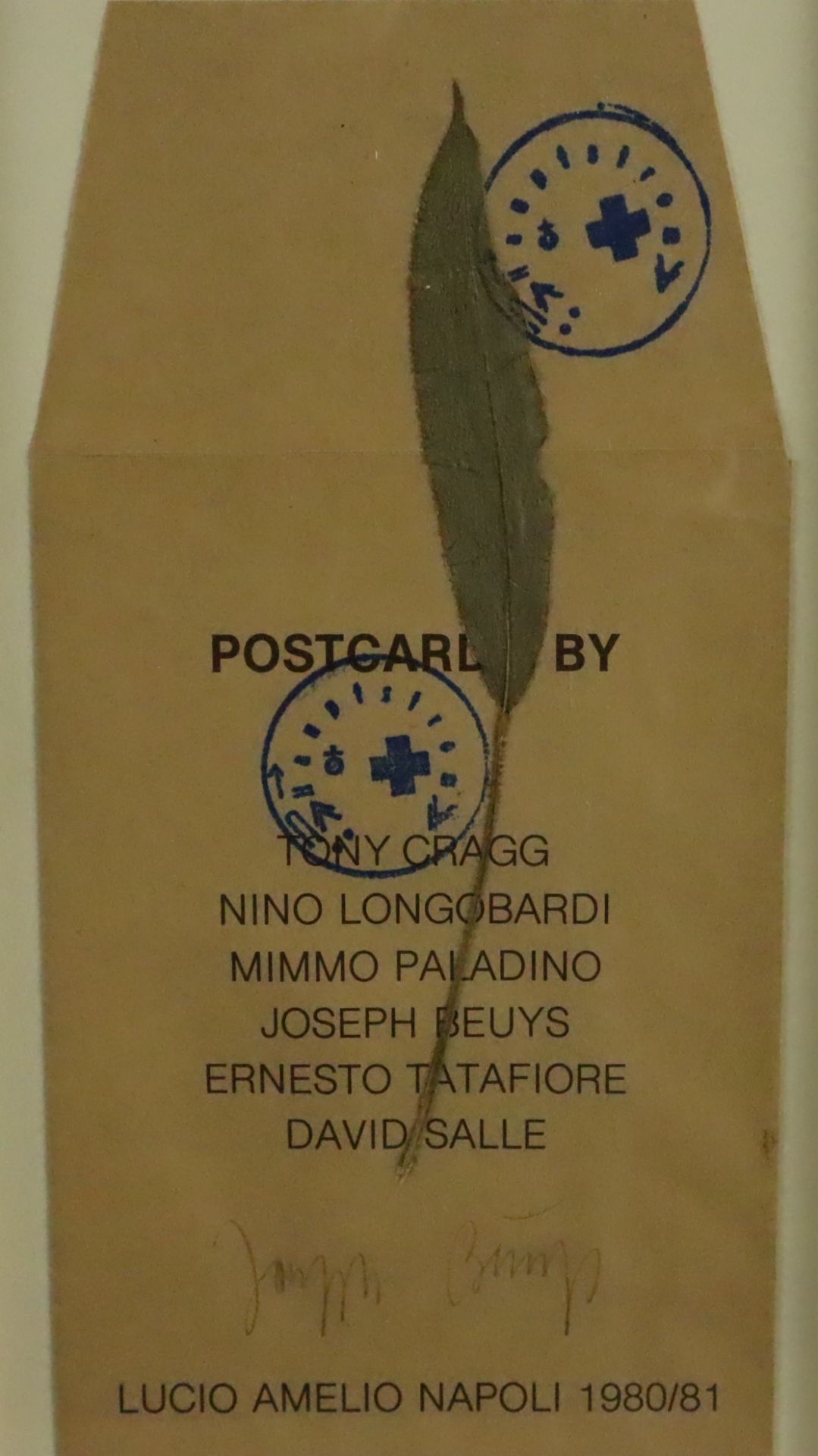 Beuys, Joseph (1921 Krefeld - 1986 Düsseldorf) - Lucio Amelio Napoli Galeriekarte mit getrocknetem 