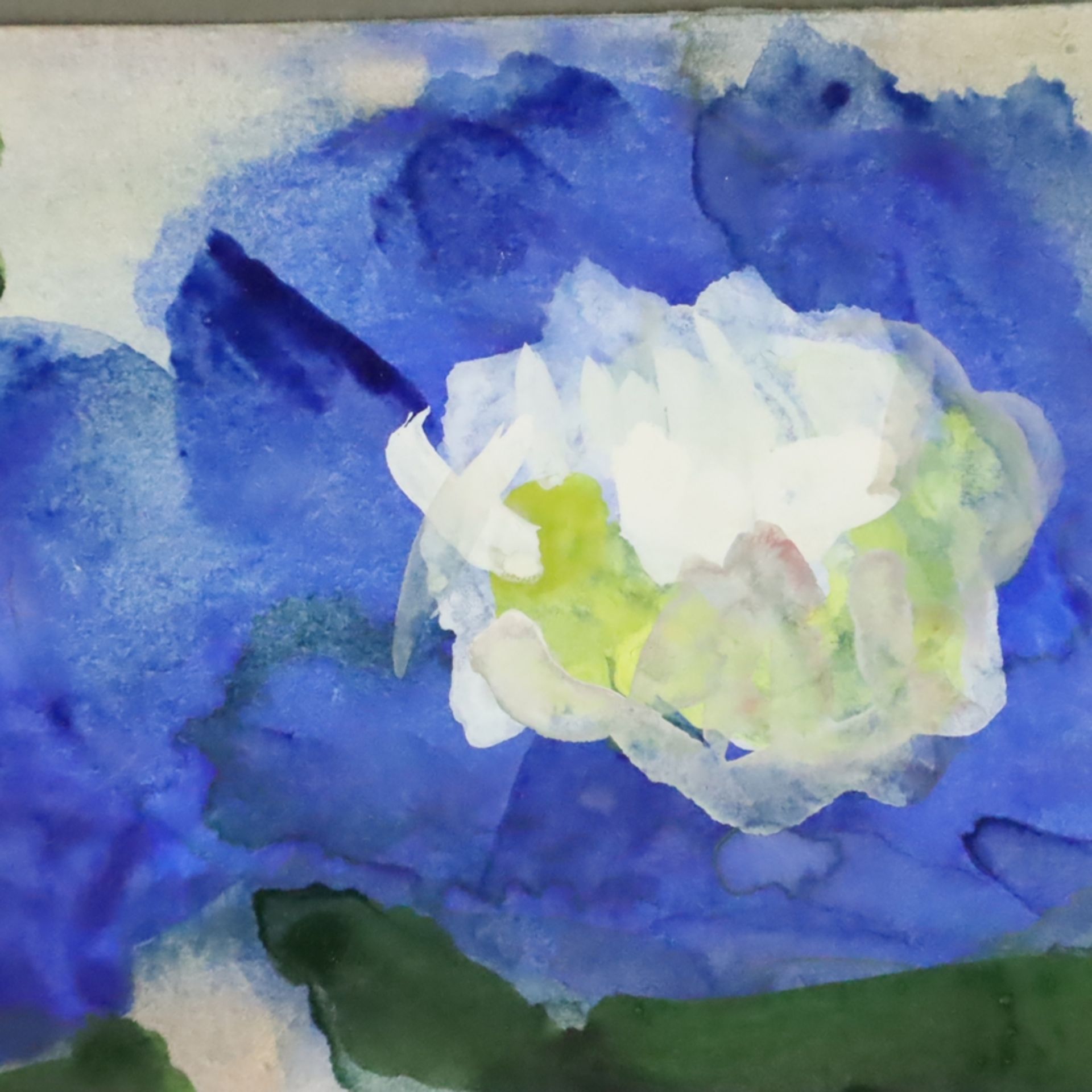 Fußmann, Klaus (*1938 Velbert) - "Anemonen, blau", Aquarell/Gouache, unten rechts signiert, Blattma - Bild 3 aus 4