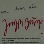 Beuys, Joseph (1921 Krefeld - 1986 Düsseldorf) - "von hier aus", handsignierter Sticker für die gle