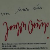 Beuys, Joseph (1921 Krefeld - 1986 Düsseldorf) - "von hier aus", handsignierter Sticker für die gle