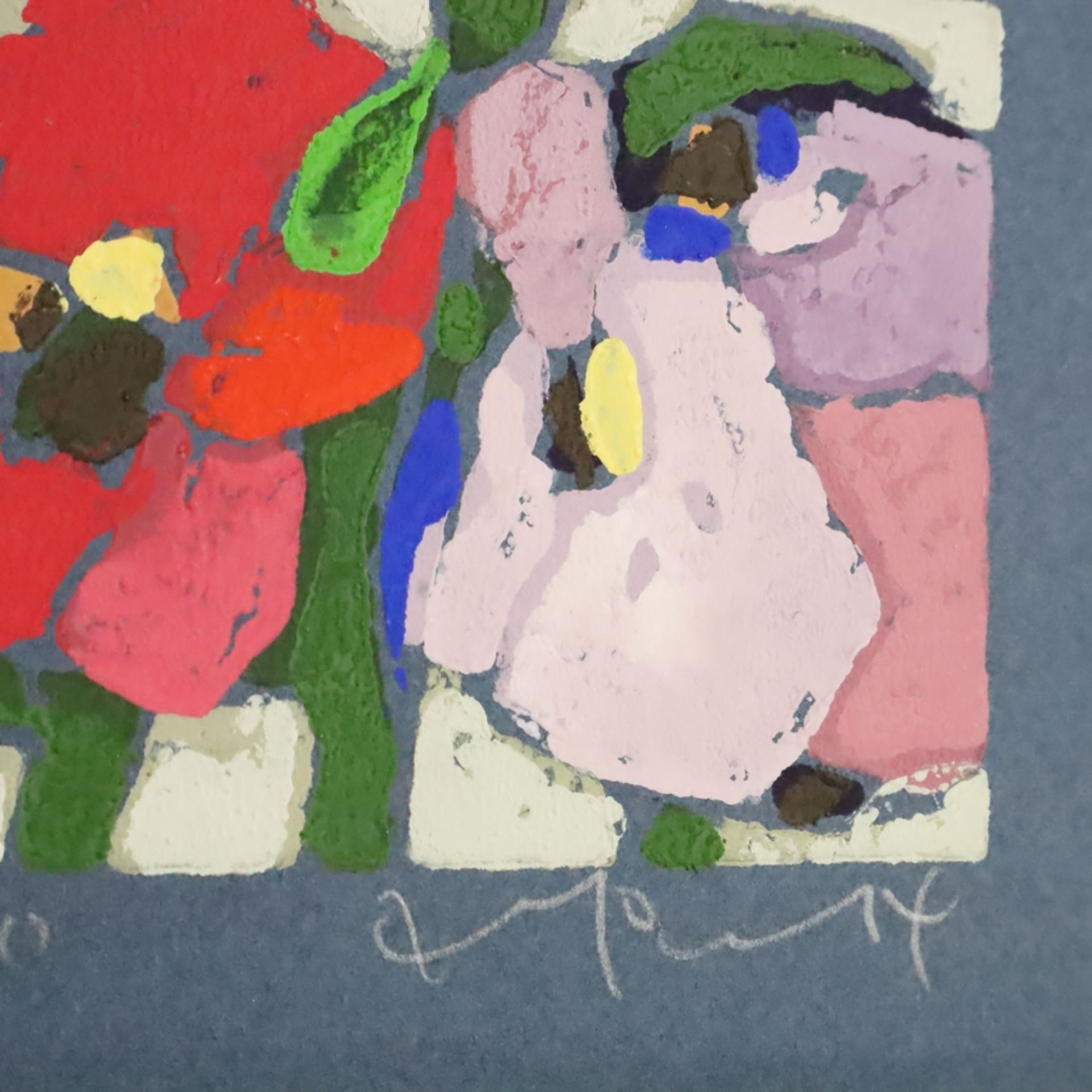 Fußmann, Klaus (*1938 Velbert) - "Rosen rot/mauve", 2014, Farblinolschnitt, unten rechts signiert u - Bild 4 aus 4