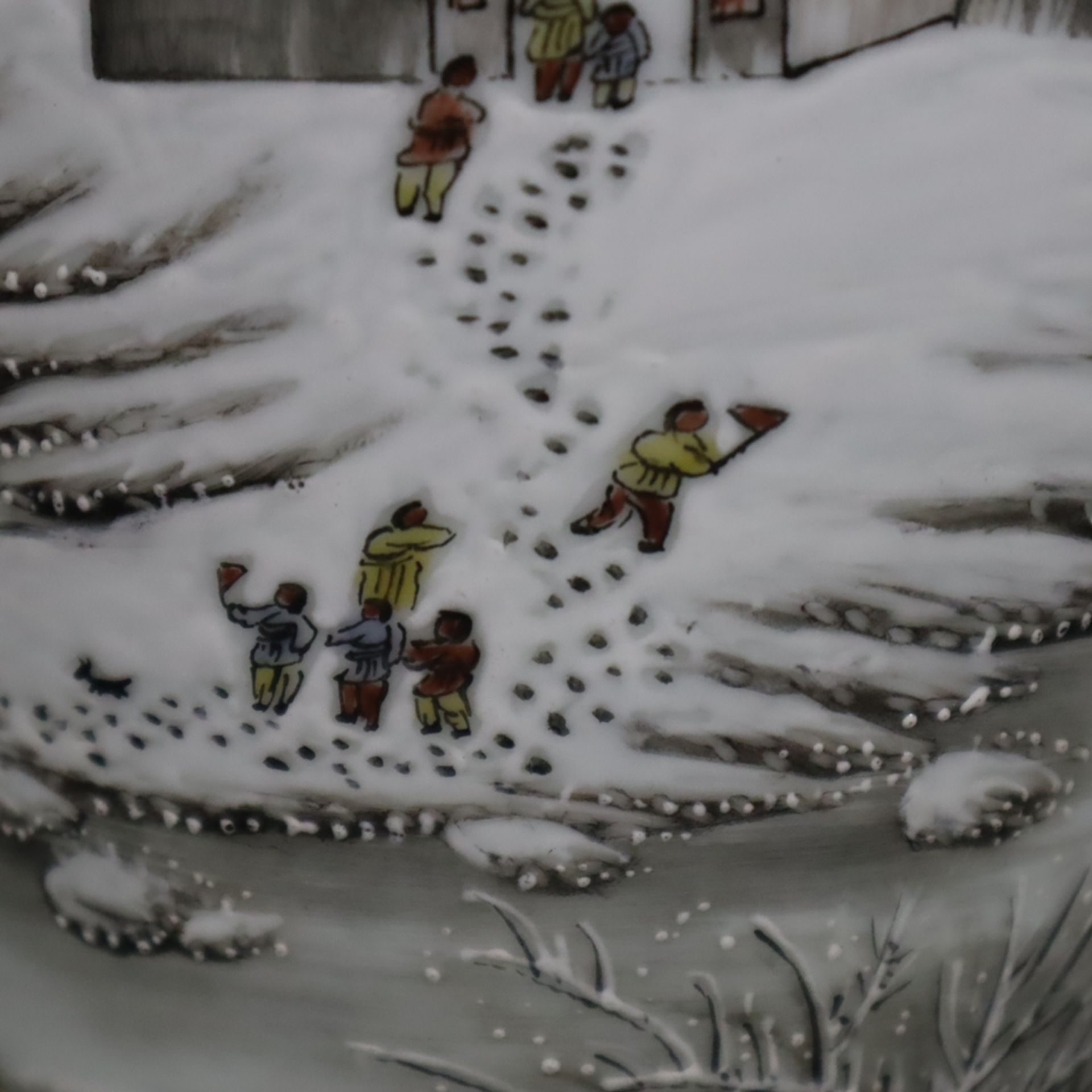 Meiping-Vase - China 20.Jh., Porzellan, umlaufend Dekor mit schneebedeckter Shan-Shui-Landschaft in - Bild 6 aus 11