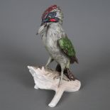 Vogelfigur "Grünspecht" - Goebel, Entwurf von G. Bochmann (1975), Biskuitporzellan, polychrom bemal