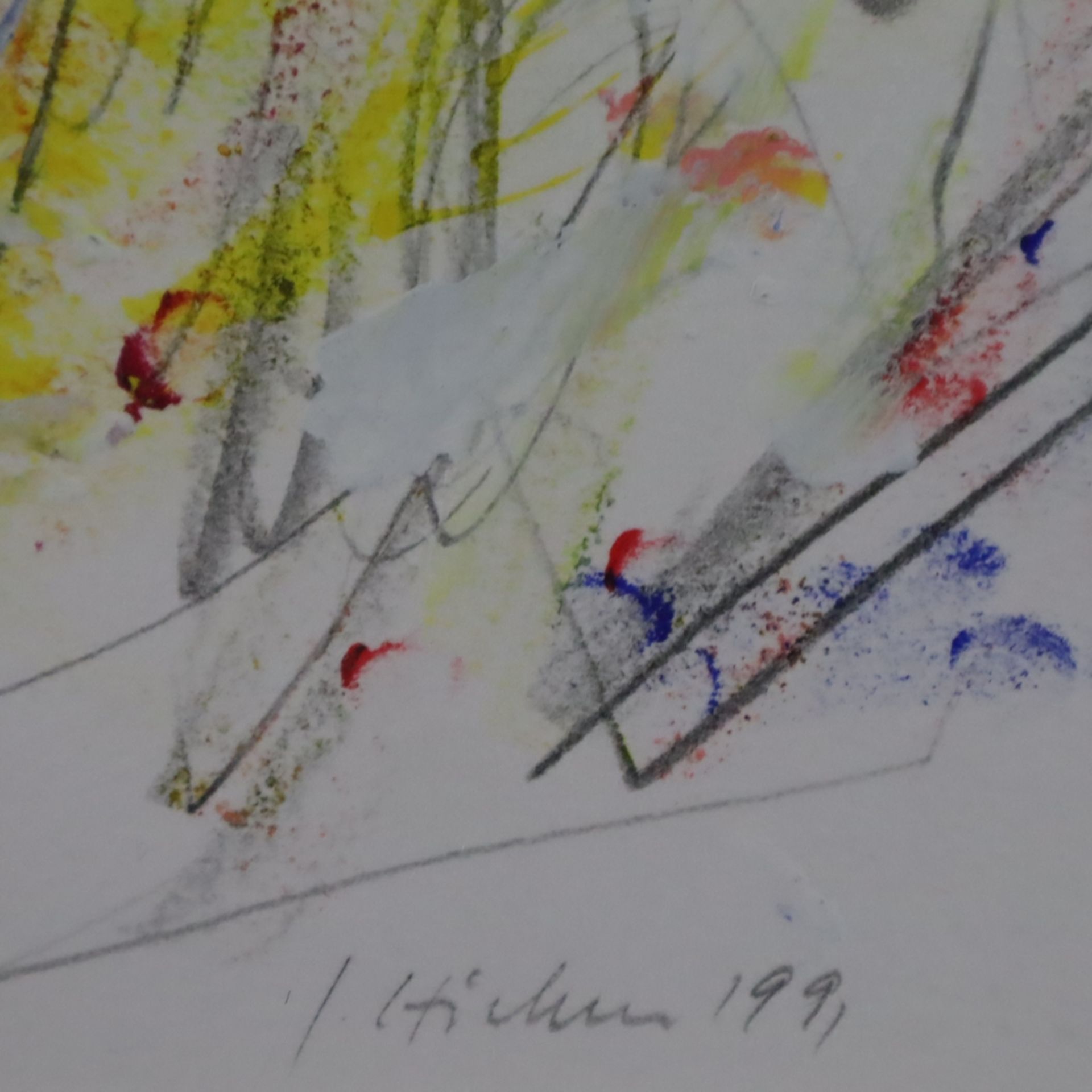 Czichon, Joachim (*1952) - Gegenstandslose Komposition, 1991, Mischtechnik auf Papier, unten mittig - Image 4 of 4