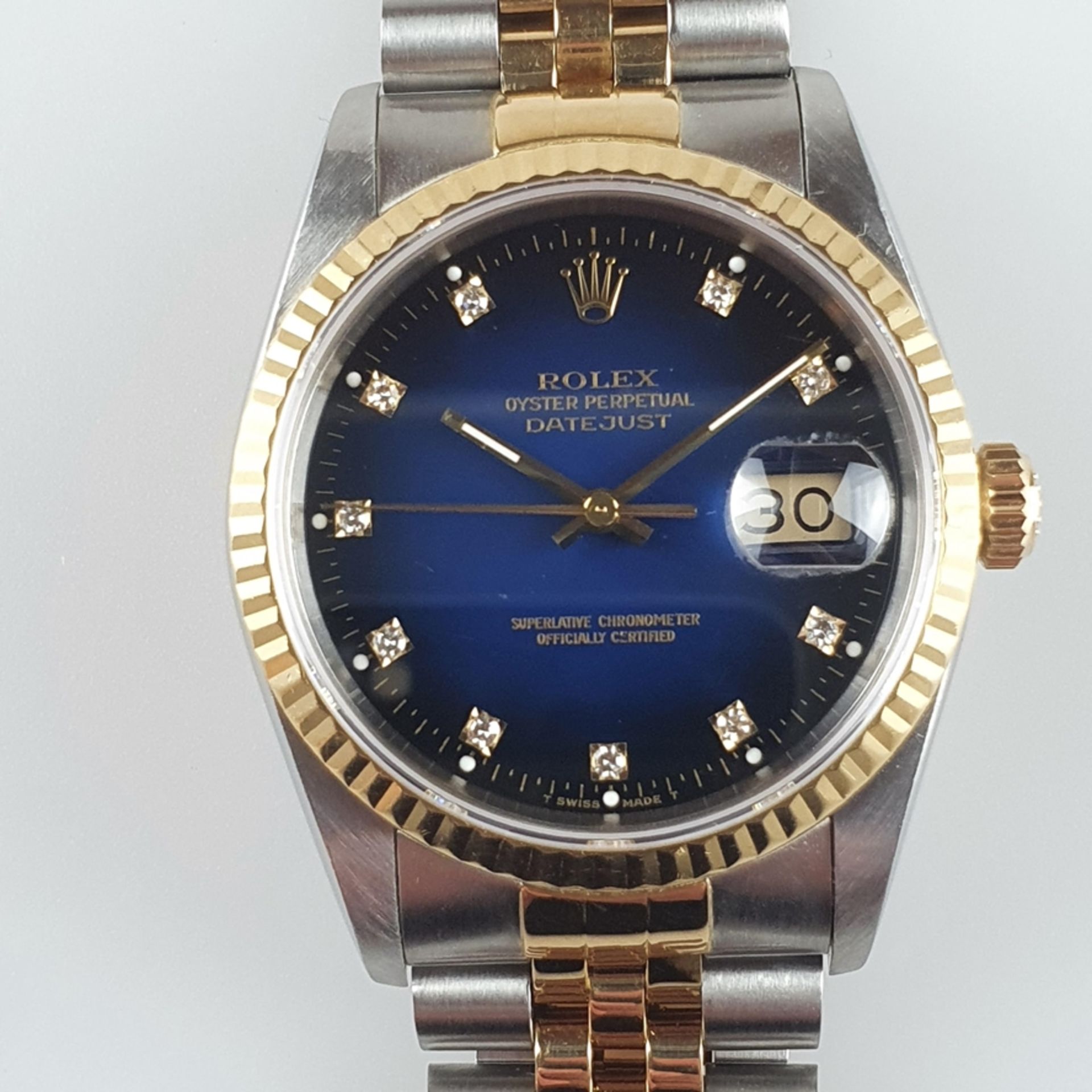 Rolex Oyster Perpetual Datejust - Chronometer in Stahl und Gold kombiniert, blaues Zifferblatt mit - Image 2 of 10