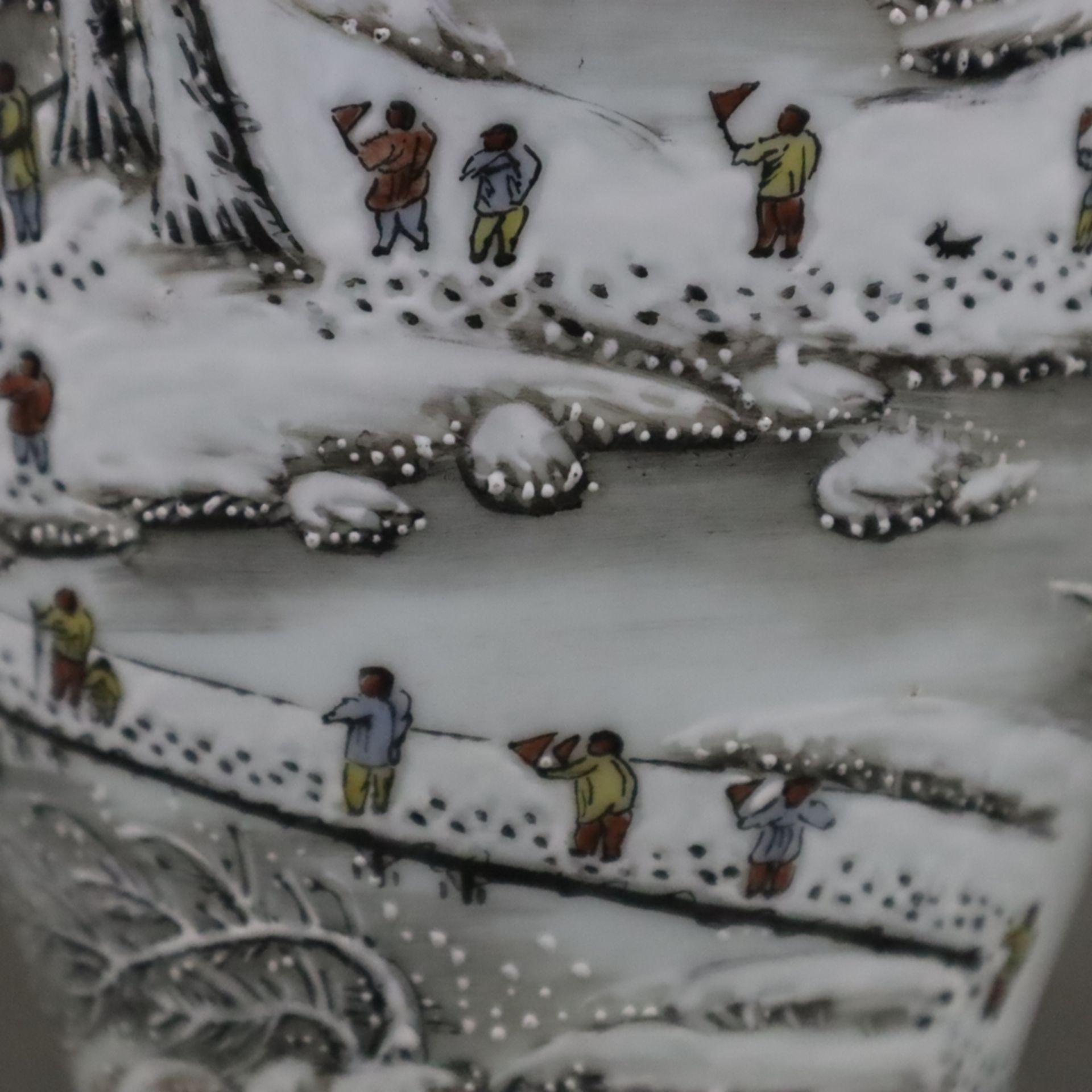 Meiping-Vase - China 20.Jh., Porzellan, umlaufend Dekor mit schneebedeckter Shan-Shui-Landschaft in - Bild 9 aus 11