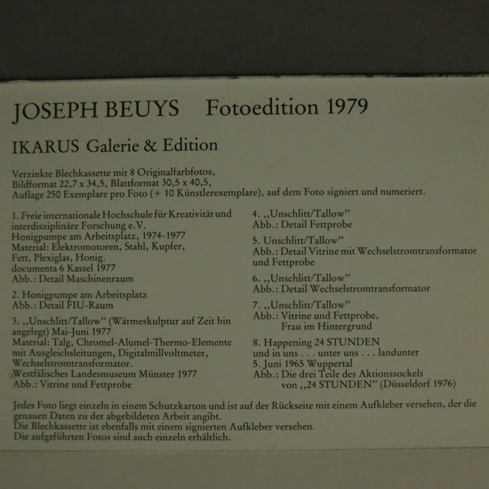 Beuys, Joseph (1921 Krefeld - 1986 Düsseldorf) - "IKARUS-Fotoedition 1979", handsignierte gefaltete - Bild 4 aus 8