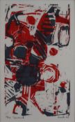 Kreutz, Heinz (1923-2016) - "rot-grau", 1962, Farbholzschnitt auf Japanpapier, unten rechts in Blei