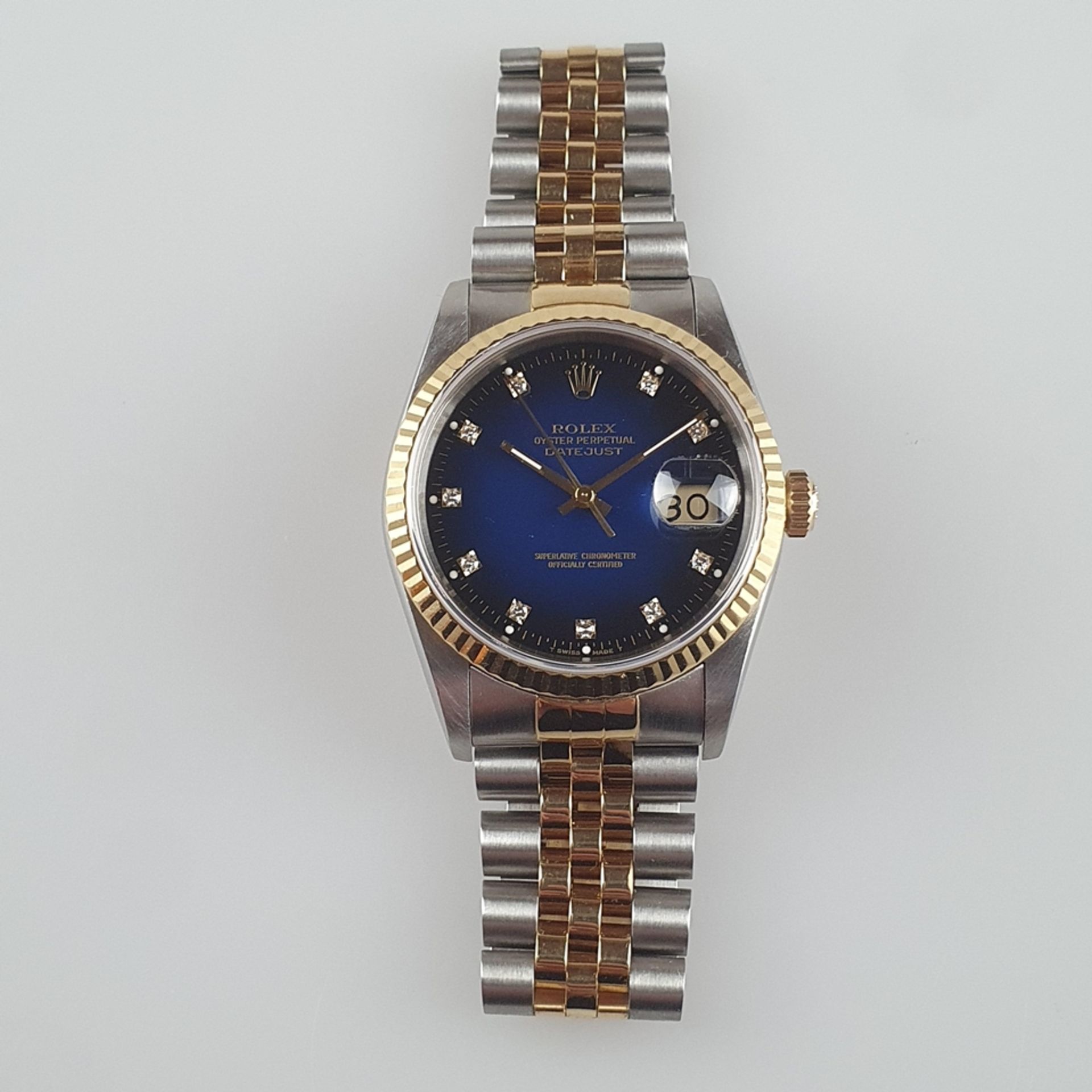Rolex Oyster Perpetual Datejust - Chronometer in Stahl und Gold kombiniert, blaues Zifferblatt mit - Image 3 of 10