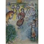 Chagall Marc ((1887-1985) - „Die Zubereitung des Festmahls für die Freier“, Farblithografie aus Hom