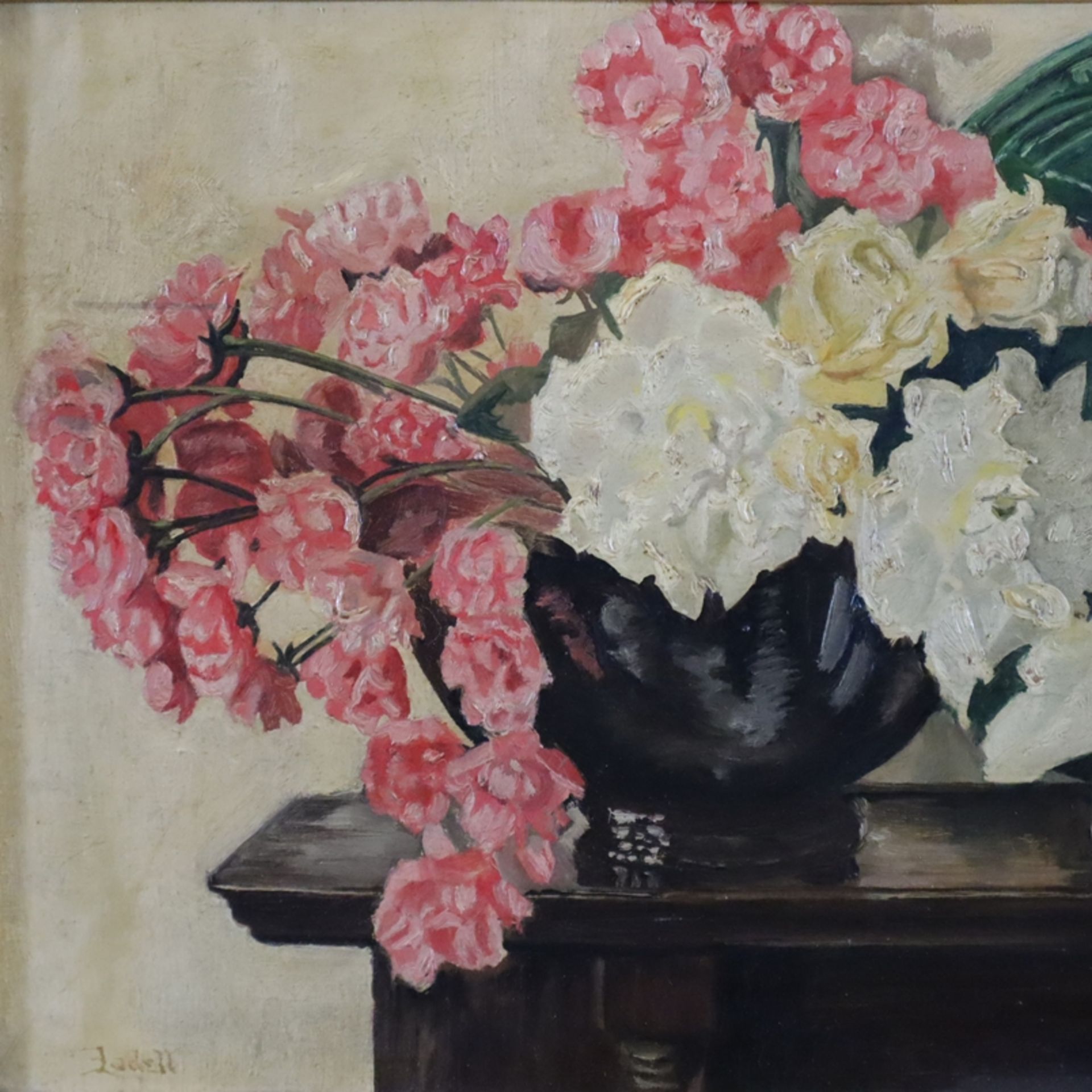 Unbekannte/r Künstler/in-nach 1900 - Stillleben mit Blüten in Vase und Keramikschale auf einer Anri - Image 3 of 10