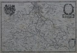 Karte Hessen - Matthias Seutter, "Hassia Inferior", Kupferstich, um 1620, mit Titelkartusche und Wa