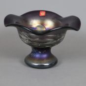 Jugendstil-Vase - Freiherr von Poschinger, dickwandiges irisierendes Glas mit Ätzdekor und Fadenauf