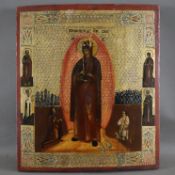 Ikone der Gottesmutter "Potschaewskaja" - Russland um 1880, Tempera auf Holz, Goldgrund und Rand or
