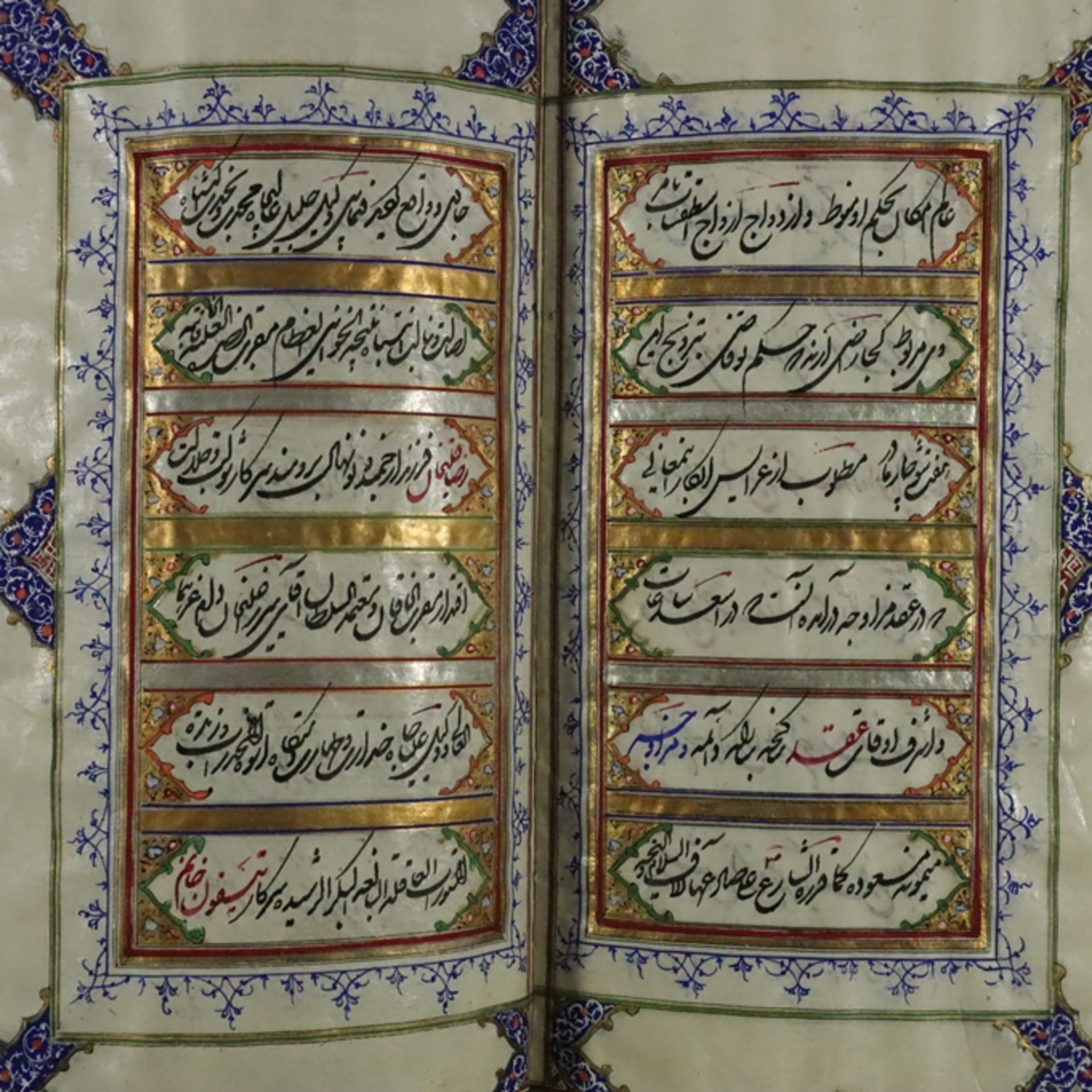 Illuminiertes Gedichtmanuskript - Persien, nach 1900, kalligraphische Handschrift auf geglättetem P