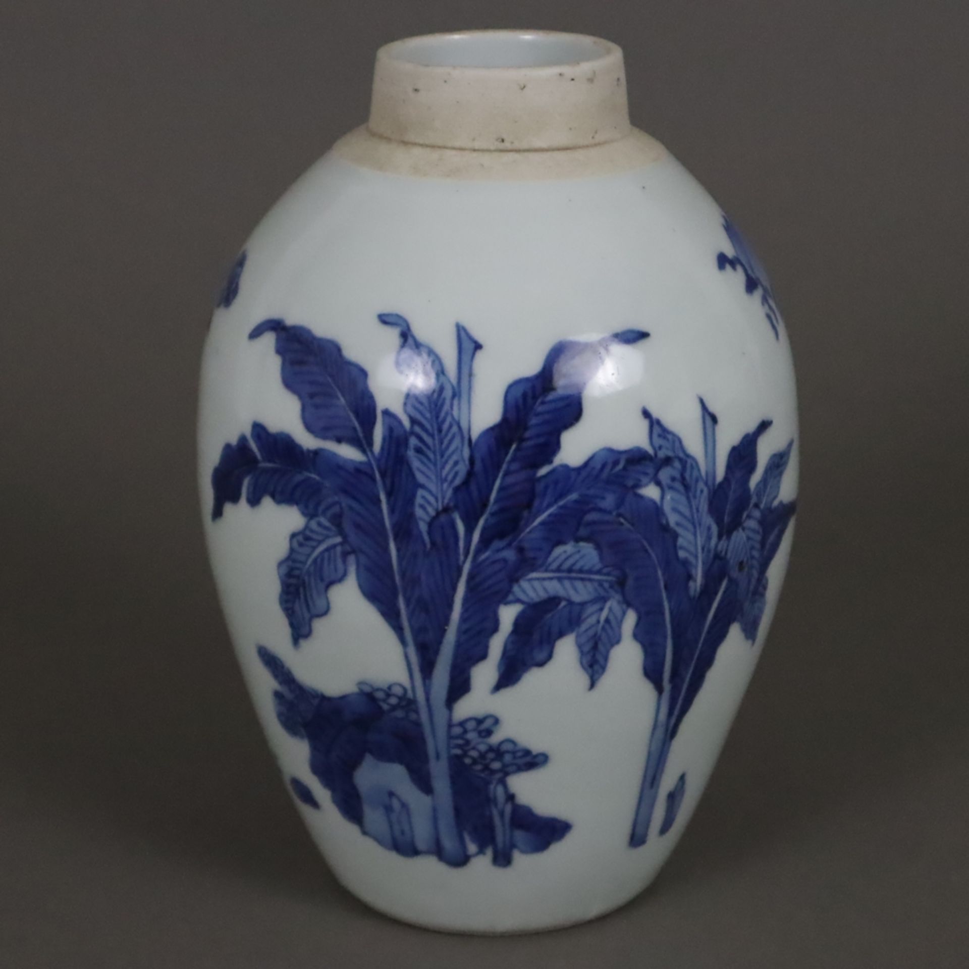 Blau-weiße Vase - China, Qing-Dynastie, Porzellan, ovoide Form, umlaufend in Unterglasurblau bemalt - Image 2 of 8
