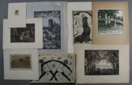 Grafiksammlung - 8-teilig, diverse Künstler, Techniken und Motive, unter anderem Schlegel, Herbert 