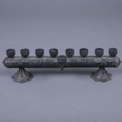 Chanukka-Leuchter für 9 Kerzen - Sterlingsilber, '925' gestempelt, filigran gearbeitete Ornamentik,