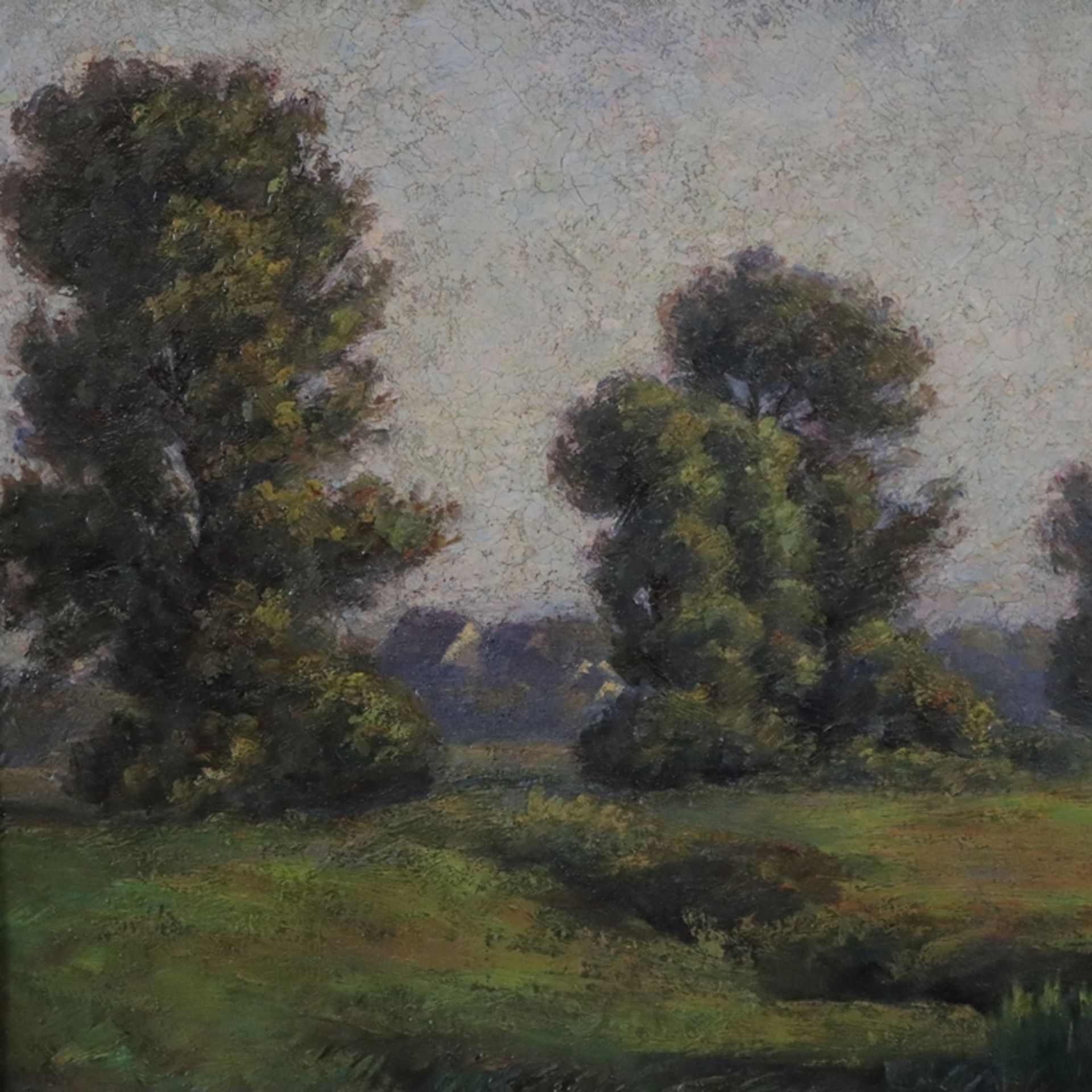 Joubert, Leon (1851 Quimper - 1928 Paris, ?) - Baumbestandene Landschaft mit Teich, Öl auf Karton,  - Bild 3 aus 9