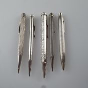 Konvolut Dreh- / Druckbleistifte - 5-teilig, 900er Silber, gestempelt, diverse Marken, Formen und D