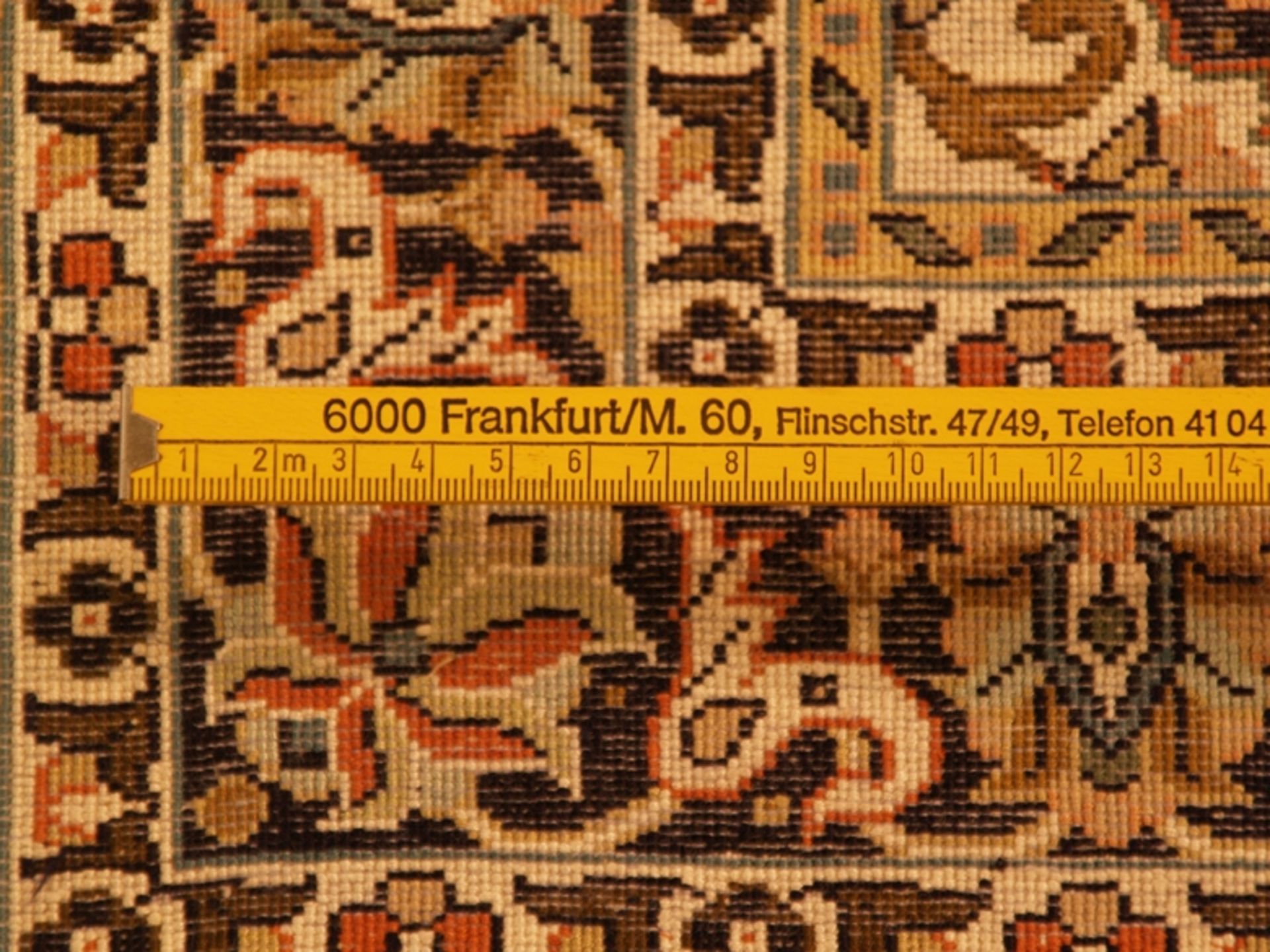 Orientteppich - Kaschmir-Seide auf Wolle, handgeknüpft, Medaillon ziegelfarbig, florales Muster,c a - Bild 4 aus 4