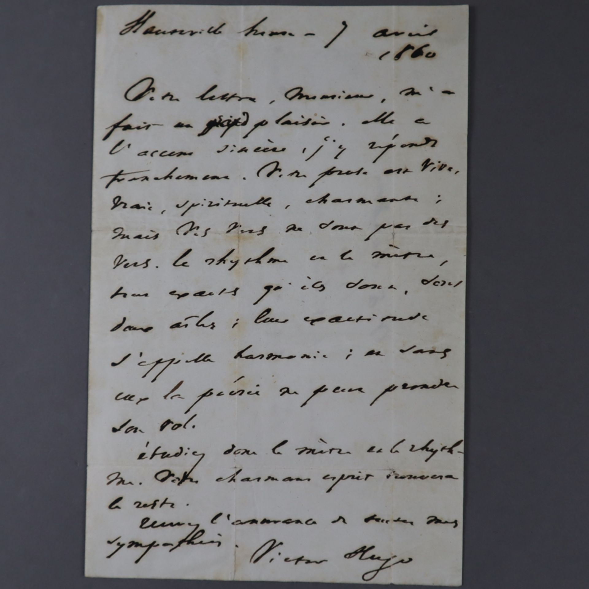 Hugo, Victor (1802-1885) - Eigenhändig geschriebener Brief mit Unterschrift aus der Zeit des Exils - Bild 3 aus 6