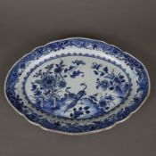 Blau-weiße Platte - Porzellan, China, späte Qing-Dynastie, unterglasurblaue Malerei im sog. "Nankin