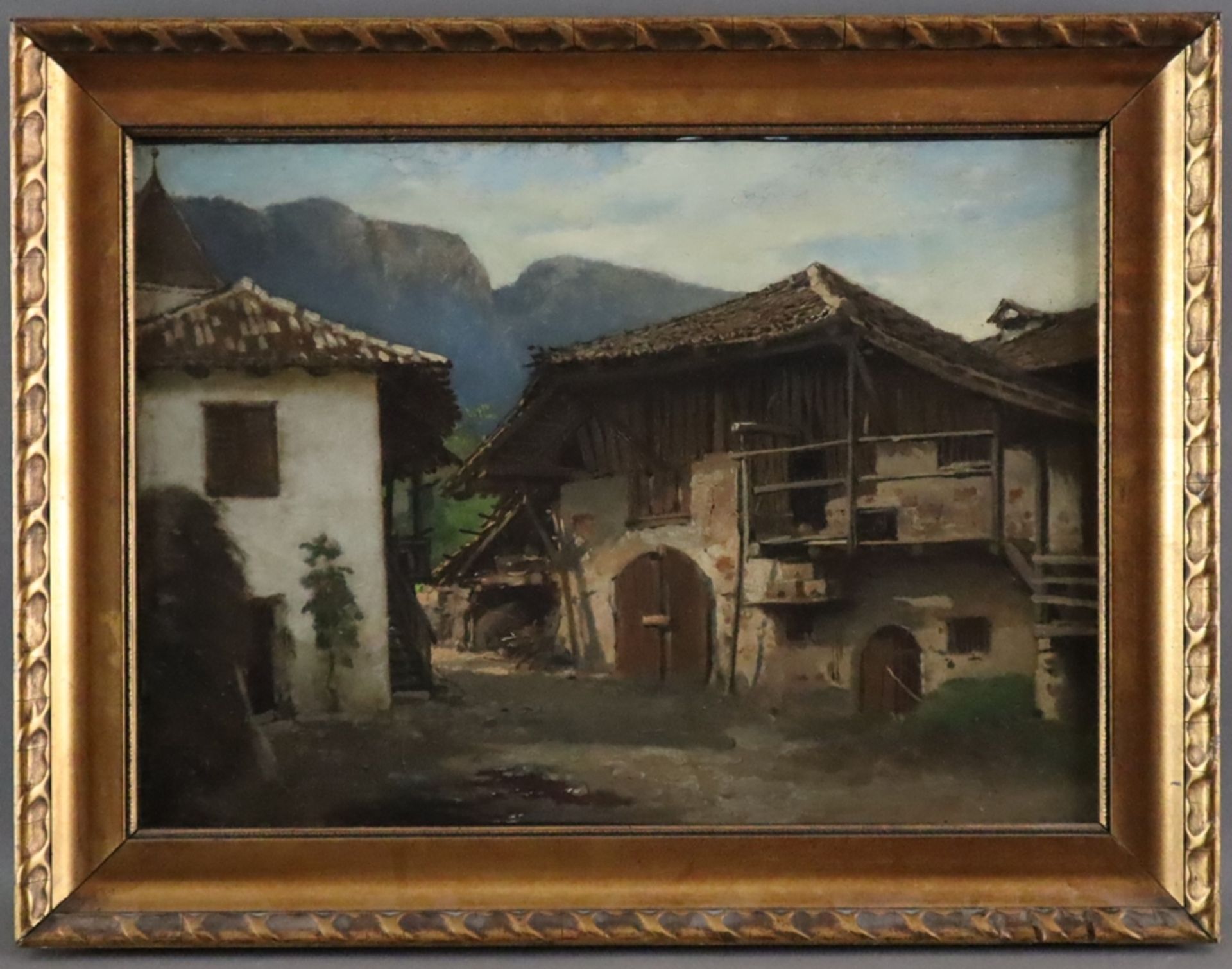 Breitbach, Carl (1833-1904, zugeschrieben) - Gehöft mit imposanter Scheune, Öl auf dünnem Malkarton - Bild 2 aus 7