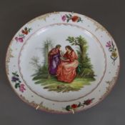 Große Platte - Meissen, Knaufzeit (1850-1924), Porzellan, runde, gemuldete Platte, polychrome Bemal