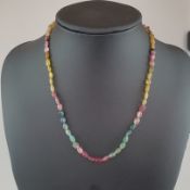 Filigrane Halskette - Multicolor-Kette mit fein geschliffenen und polierten Turmalinlinsen von ca. 