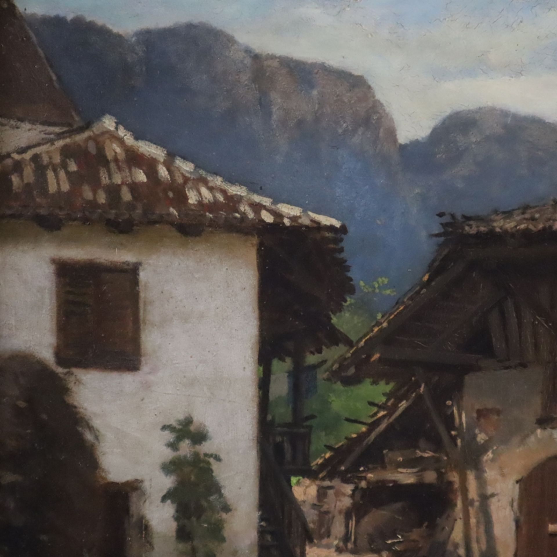 Breitbach, Carl (1833-1904, zugeschrieben) - Gehöft mit imposanter Scheune, Öl auf dünnem Malkarton - Bild 4 aus 7