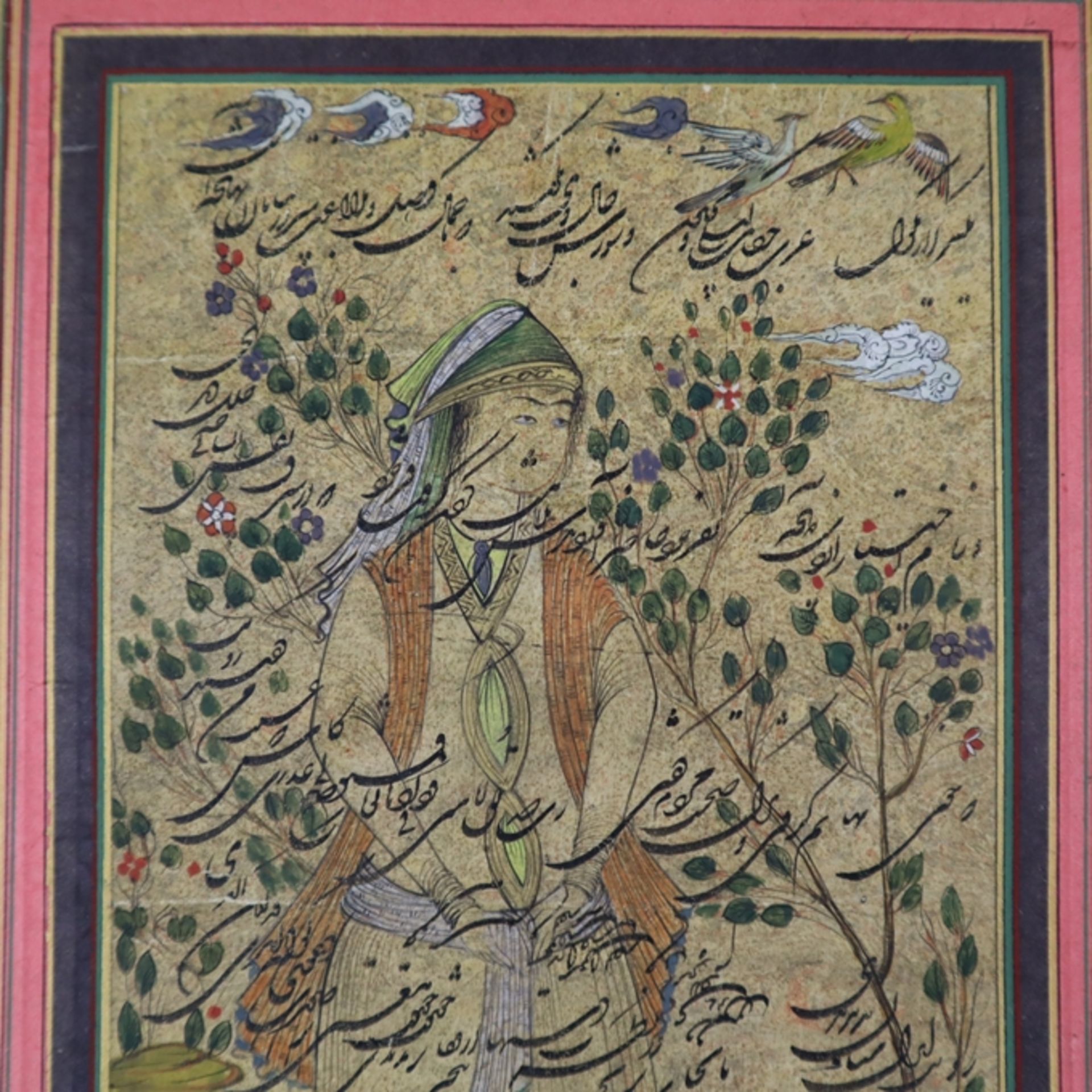 Persische Miniaturmalerei - hochrechteckige Abbildung aus einer Handschrift mit figürlicher Darstel - Bild 3 aus 7